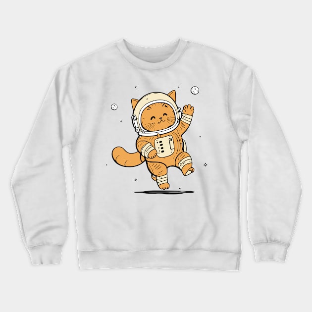 Cat in Space Funny Cat Gift Retro Vintage Funny Cat Crewneck Sweatshirt by KsuAnn